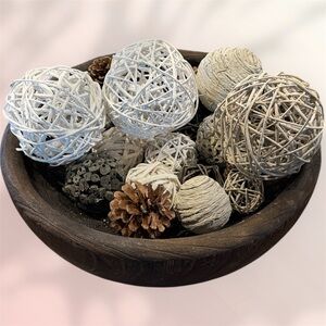 Hobby Lobby Decorative Bowl with White and Brown Accents